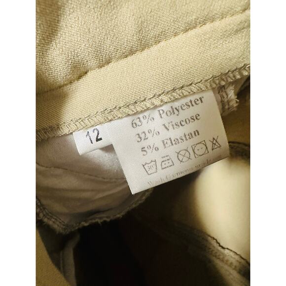 OVATION Show Tan Suede Faux Suede Knee Patch Hunter Dynamic Breeches Pants sz 12 - Picture 12 of 13